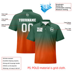 Benutzerdefinierte Grün Orange Fußball Gradient Polo-Shirts Fügen Sie Ihr Einzigartiges hinzu Logo/Name/Nummer