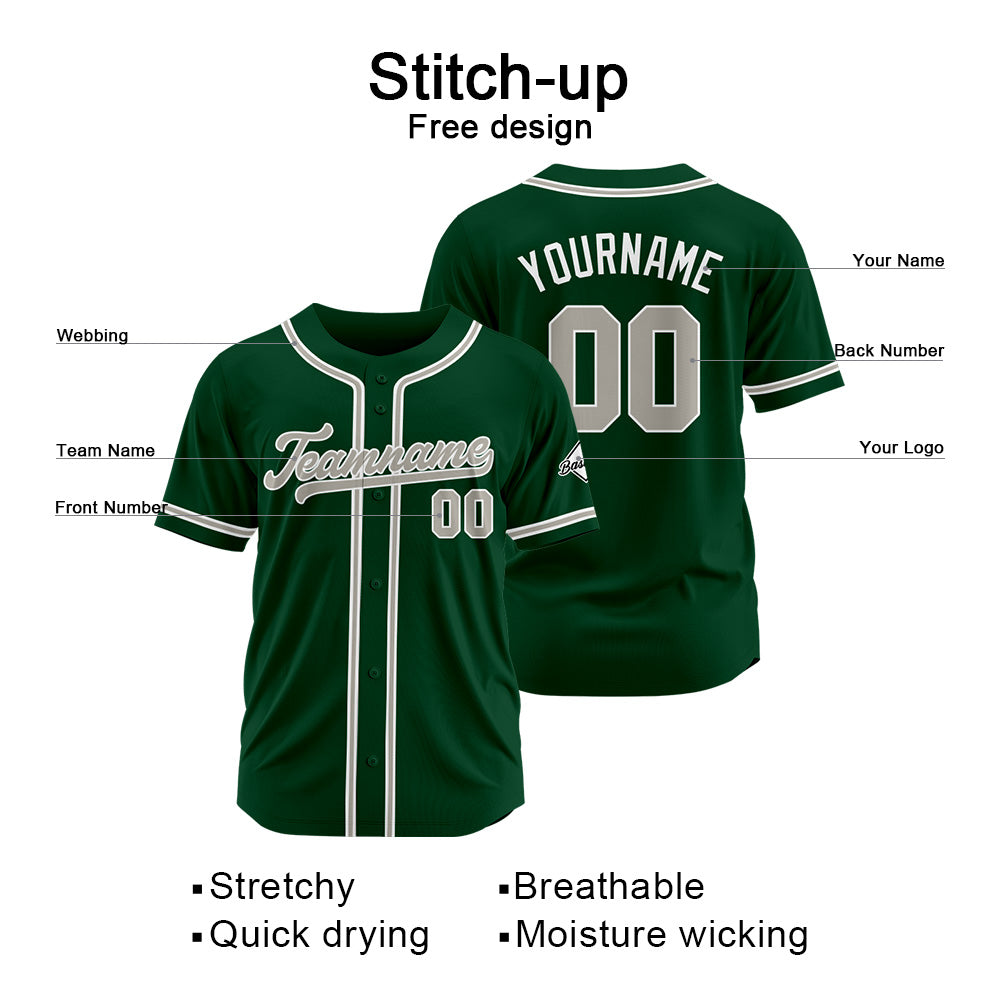 Benutzerdefinierte Authentisch Baseball-Trikot Dunkelgrün Netz
