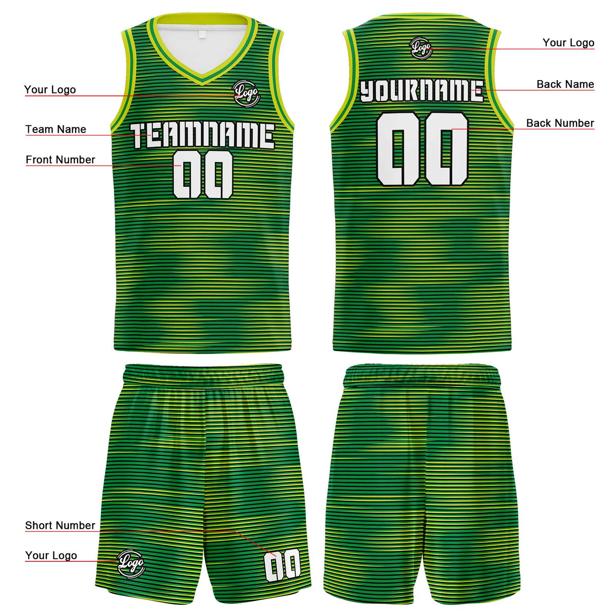 Benutzerdefinierte Grün Reversible Basketball Jersey Personalisierte Print Name Nummer Logo