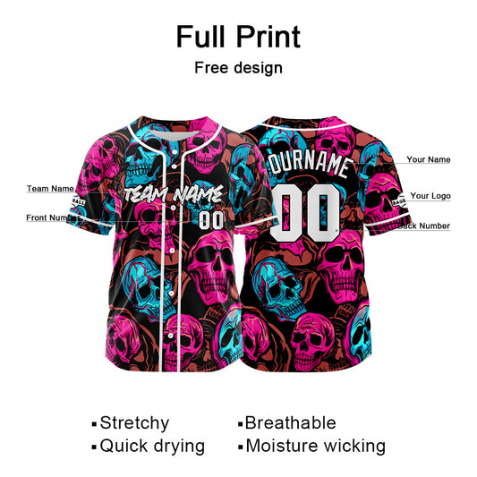 Benutzerdefinierte Baseball Jersey Personalisierte Baseball Shirt genäht und Druck Rosa&Blau