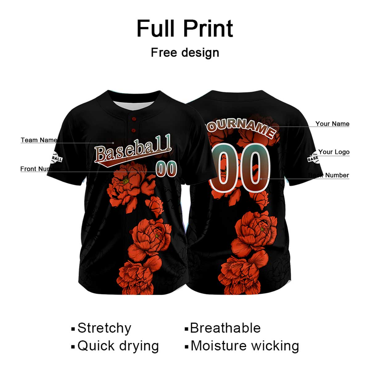 Benutzerdefiniert Schwarz Baseball Uniformen Drucken für Jungs Mädchen und Kinder Machen Ihr Team Mehr Vielfältig