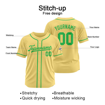 Benutzerdefinierte Authentisch Baseball-Trikot Gold-Grün