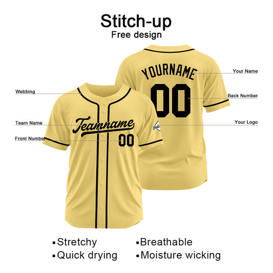 Benutzerdefinierte Authentisch Baseball-Trikot Gold-Schwarz