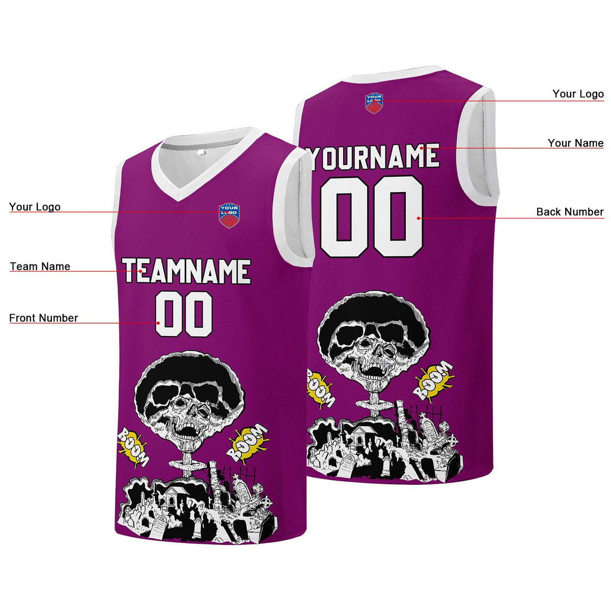 Individuelle Basketball-Jersey für Männer und Frauen. Gestickter und gedruckter Name, Nummer und Logo