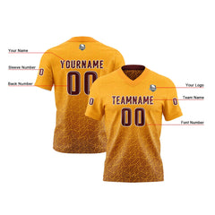 Benutzerdefinierte Braun Gelb Reversibel Fußball Trikot Personalisierte Gradient Fußball Shirts für Männer gedruckt Team Name Nummer Logo