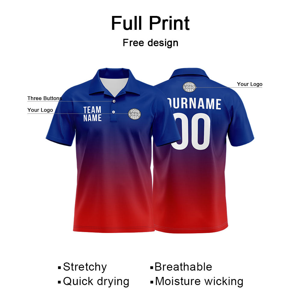 Benutzerdefinierte Königliche Rot Fußball Polo-Shirts Fügen Sie Ihr Einzigartiges hinzu Logo/Name/Nummer