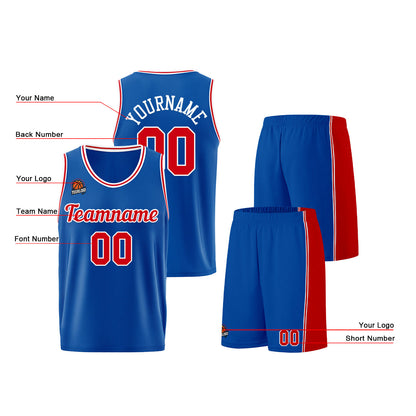 Individuelle Königlich-Rot Basketball Jersey Shorts für Männer und Frauen Gestickter und gedruckter Name, Nummer und Logo