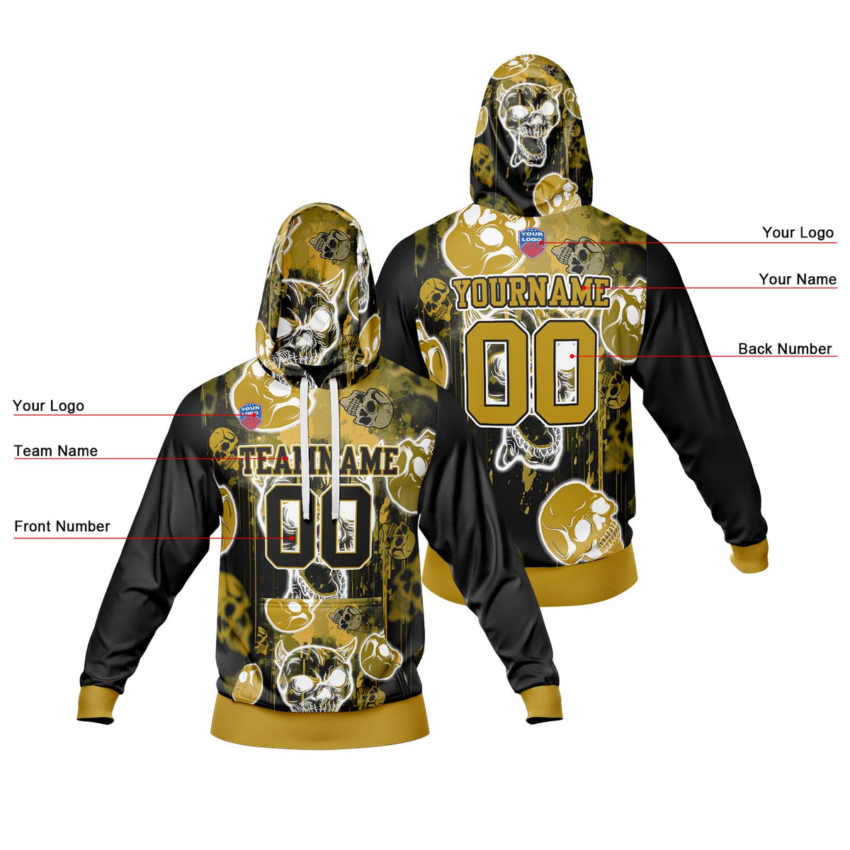 Benutzerdefinierter Sweatshirt-Hoodie für Mann, Frau, Mädchen, Junge. Drucken Sie Ihr Logo, Ihren Namen und Ihre Nummer