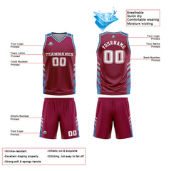 Benutzerdefinierter Lila Blau Basketball Jersey Uniform Anzug gedruckt Ihr Logo Name Nummer