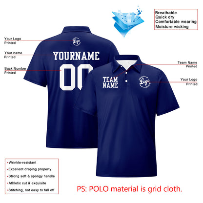 Benutzerdefinierte Marine Weiß Fußball Polo-Shirts Fügen Sie Ihr Einzigartiges hinzu Logo/Name/Nummer