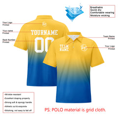 Benutzerdefinierte Gelb Blau Fußball Gradient Polo-Shirts Fügen Sie Ihr Einzigartiges hinzu Logo/Name/Nummer