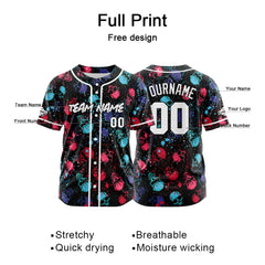 Benutzerdefinierte Baseball Jersey Personalisierte Baseball Shirt genäht und Druck Rot&Blau