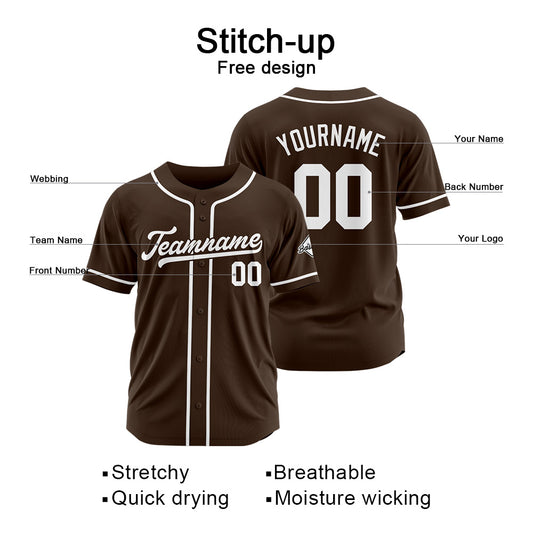 Benutzerdefinierte Authentisch Baseball-Trikot Braun weiß