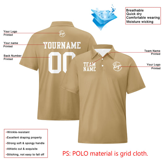 Benutzerdefinierte Khaki Weiß Fußball Polo-Shirts Fügen Sie Ihr Einzigartiges hinzu Logo/Name/Nummer