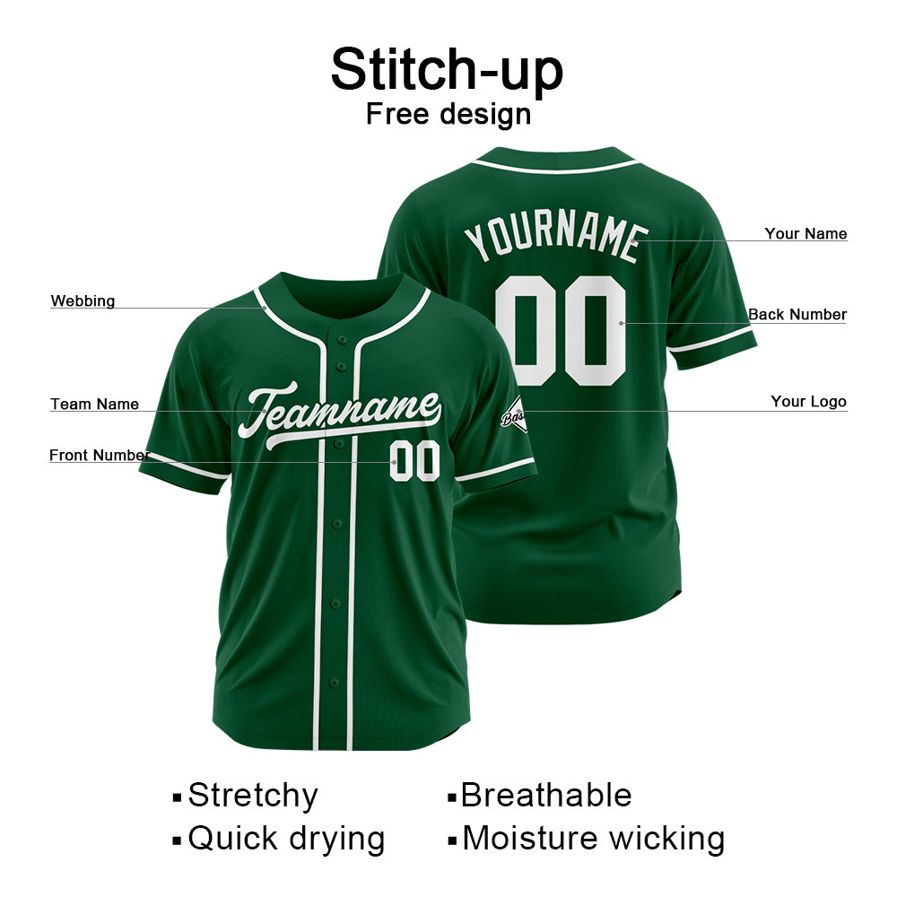 Benutzerdefinierte Authentisch Baseball-Trikot Dunkelgrün-Weiß