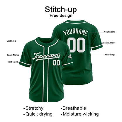 Benutzerdefinierte Authentisch Baseball-Trikot Dunkelgrün-Weiß