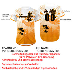 Benutzerdefiniert Orange Weiß Personalisierter Baseball Jersey mit Farbverlauf Team Uniform mit Namen und Nummer