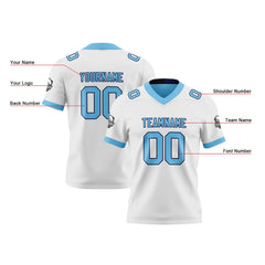 Benutzerdefinierte Weiß Lichtblau Reversibel Genäht Fußball Trikot Personalisierte Fußball Shirts für Männer gedruckt Team Name Nummer Logo