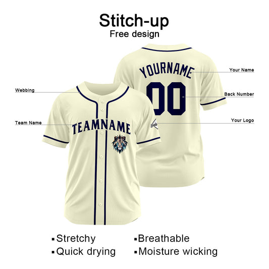 Benutzerdefinierte Baseball Jersey Personalisierte Baseball Shirt genäht und Druck Creme