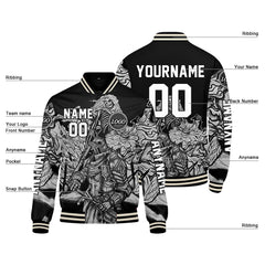 Maßgeschneiderte Grau Letterman Varsity Jacket Individuelle Stickerei Druck nach Ihrem Wunsch