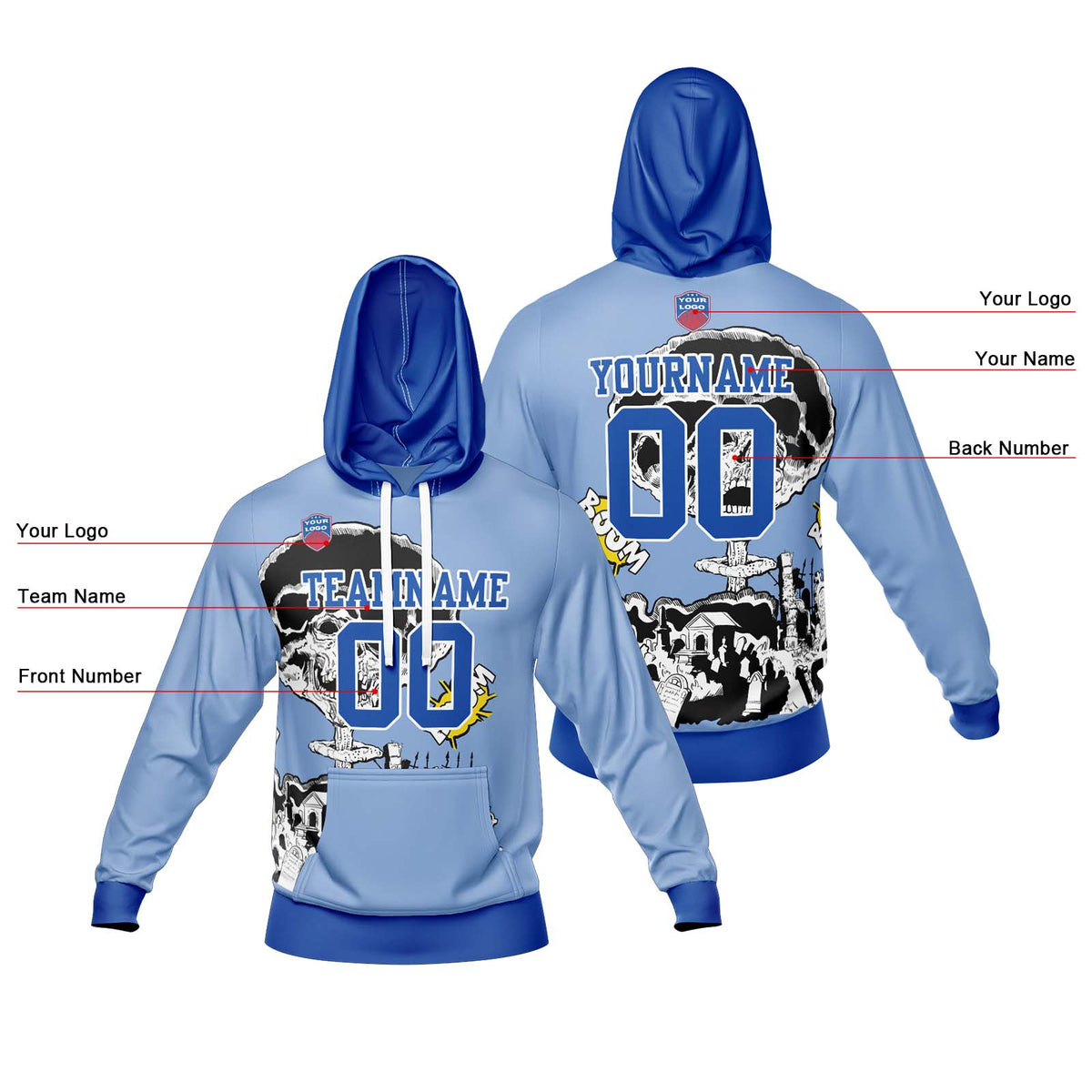 Benutzerdefinierter Sweatshirt-Hoodie für Mann, Frau, Mädchen, Junge. Drucken Sie Ihr Logo, Ihren Namen und Ihre Nummer