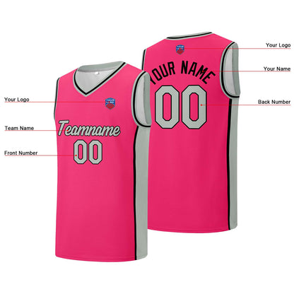 Individuelle Basketball-Jersey-Shorts für Männer und Frauen. Gestickter und gedruckter Name, Nummer und Logo Rosa