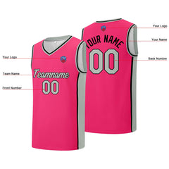 Individuelle Basketball-Jersey-Shorts für Männer und Frauen. Gestickter und gedruckter Name, Nummer und Logo Rosa