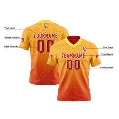 Benutzerdefinierte Rot Gelb Reversibel Fußball Trikot Personalisierte Gradient Fußball Shirts für Männer gedruckt Team Name Nummer Logo