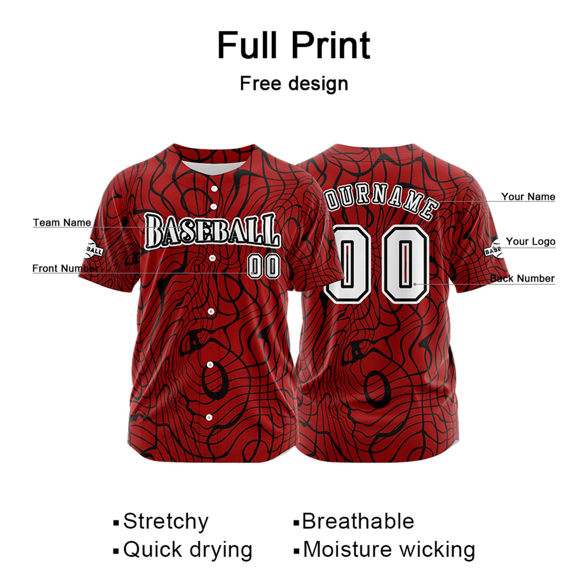 Benutzerdefiniert Rot Baseball Uniformen Drucken für Jungs Mädchen und Kinder Machen Ihr Team Mehr Vielfältig