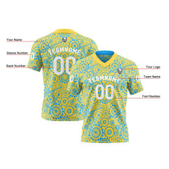 Benutzerdefinierte Blau  Gelb Reversibel Fußball Trikot Personalisierte Gradient Fußball Shirts für Männer gedruckt Team Name Nummer Logo