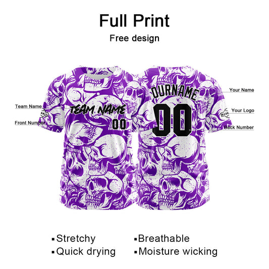 Benutzerdefinierte Baseball Jersey Personalisierte Baseball Shirt genäht und Druck Lila&Weiß