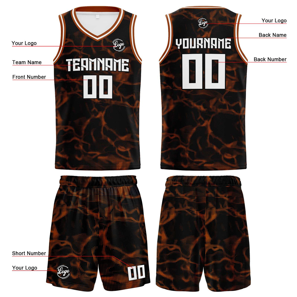 Benutzerdefinierte Schwarz Braun Reversible Basketball Jersey Personalisierte Print Name Nummer Logo