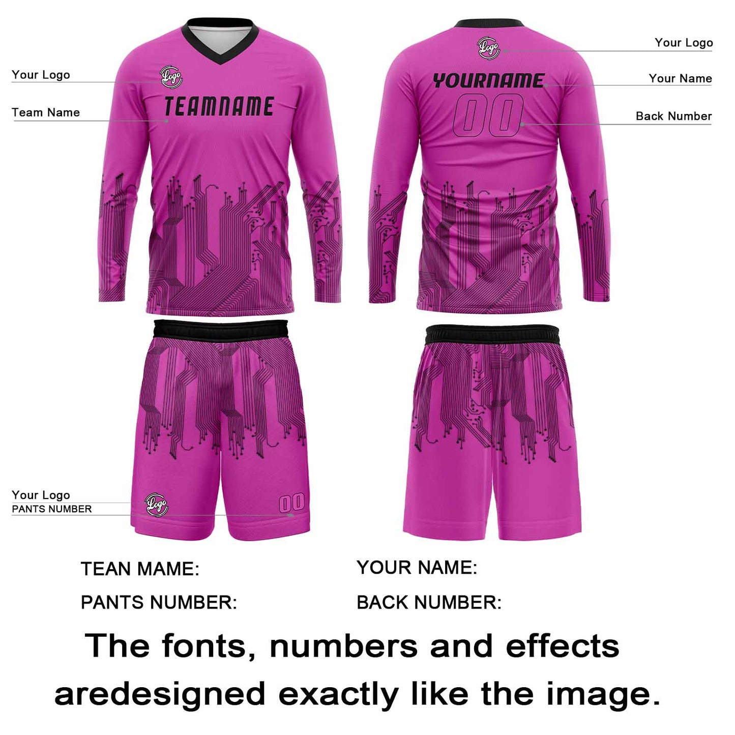 Kundenspezifisches Rosa Schwarz Basketball Fußball Schießen langes T-Shirt für Erwachsene und Kinder