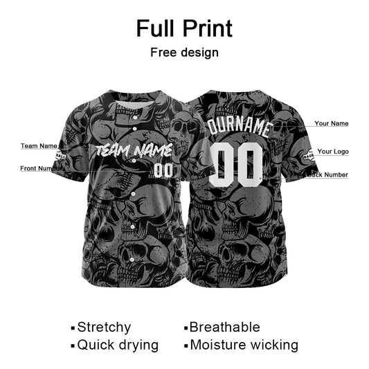 Benutzerdefinierte Baseball Jersey Personalisierte Baseball Shirt genäht und Druck Schwarz&Grau