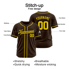 Benutzerdefinierte Authentisch Baseball-Trikot Braun-Gelb