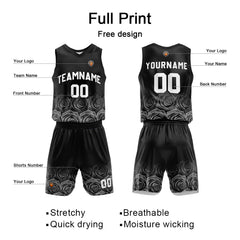 Benutzerdefinierte Roségrau Reversible Basketball Jersey Personalisierte Name Nummernlogo drucken