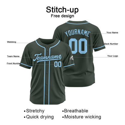 Benutzerdefinierte Authentisch Baseball-Trikot Dunkelgrau-Hellblau