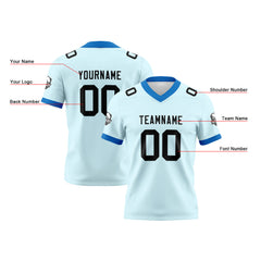 Benutzerdefinierte Cyan Schwarz Fußball Trikots Personalisierter Name Nummer Logo