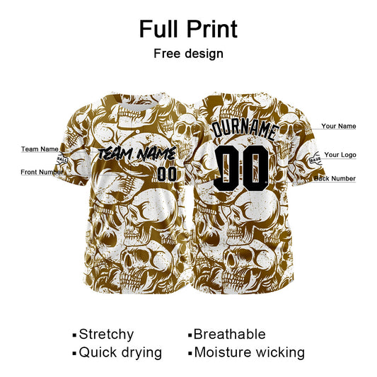 Benutzerdefinierte Baseball Jersey Personalisierte Baseball Shirt genäht und Druck Braun&Weiß