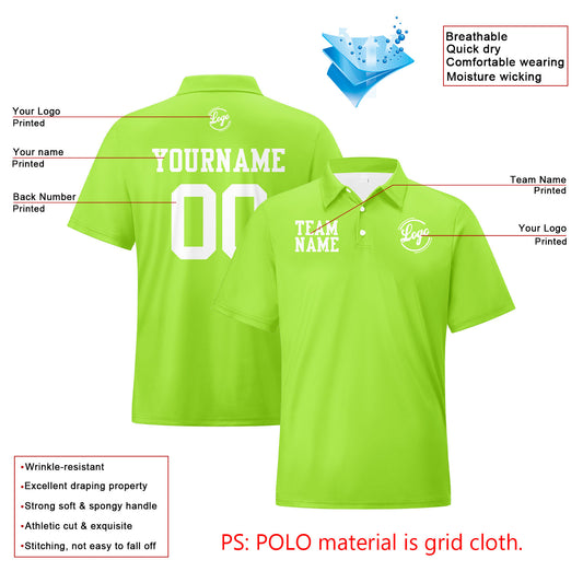 Benutzerdefinierte Hellgrün Weiß Fußball Polo-Shirts Fügen Sie Ihr Einzigartiges hinzu Logo/Name/Nummer