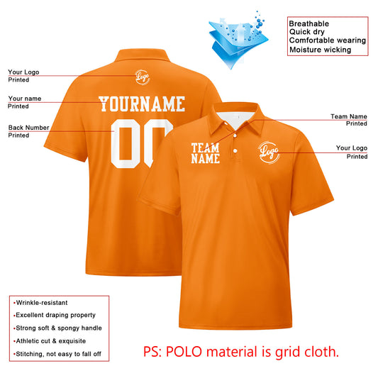 Benutzerdefinierte Orange Weiß Fußball Polo-Shirts Fügen Sie Ihr Einzigartiges hinzu Logo/Name/Nummer