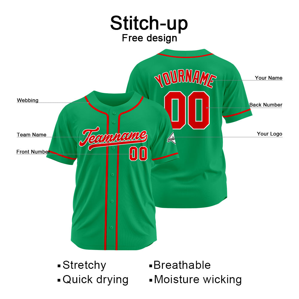 Benutzerdefinierte Authentisch Baseball-Trikot Grün-Rot