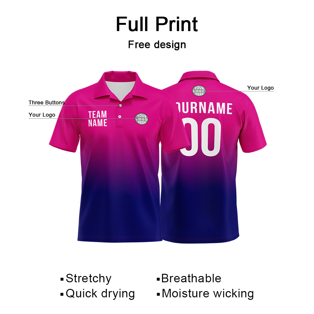 Benutzerdefinierte Fuchsien Marine Fußball Polo-Shirts Fügen Sie Ihr Einzigartiges hinzu Logo/Name/Nummer