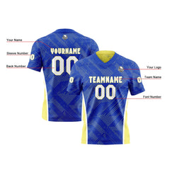 Benutzerdefinierte Blau Gelb Reversibel Fußball Trikot Personalisierte Gradient Fußball Shirts für Männer gedruckt Team Name Nummer Logo