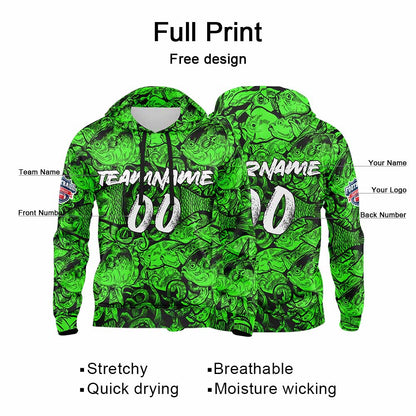 Benutzerdefinierter Sweatshirt-Hoodie für Mann, Frau, Mädchen, Junge. Drucken Sie Ihr Logo, Ihren Namen und Ihre Nummer Grün