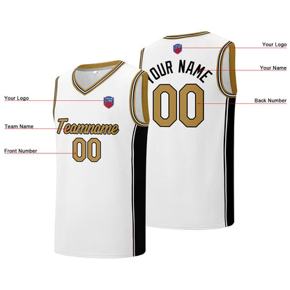 Individuelle Basketball-Jersey-Shorts für Männer und Frauen. Gestickter und gedruckter Name, Nummer und Logo Weiß