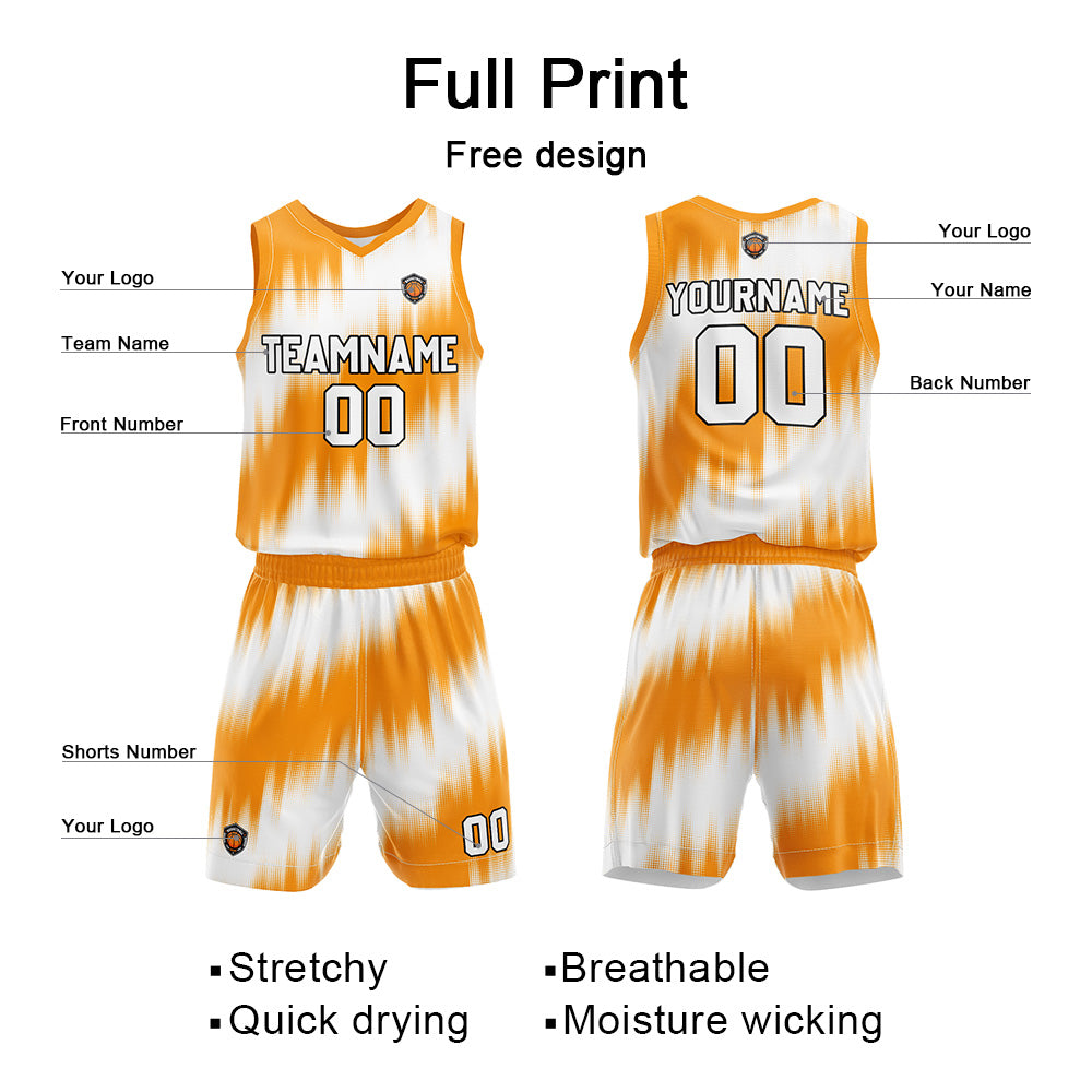 Benutzerdefinierte Orange Reversible Basketball Jersey Personalisierte Name Nummernlogo drucken
