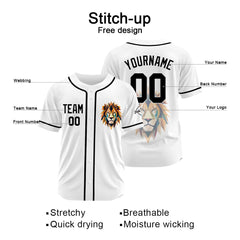 Benutzerdefinierte Baseball Jersey Personalisierte Baseball Shirt genäht und Druck Weiß