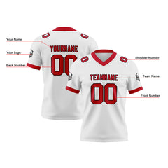 Benutzerdefinierte Weiß Rot Fußball Trikots Personalisierter Name Nummer Logo