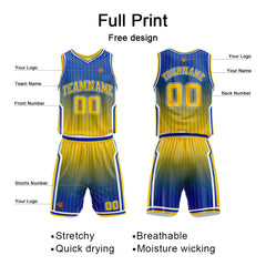 Benutzerdefinierte Royal Gelb Reversible Basketball Jersey Personalisierte Name Nummernlogo drucken